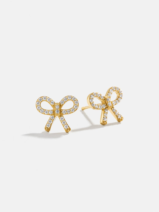 18K Gold Vermeil Just For Fun Earrings - Pavé Bow