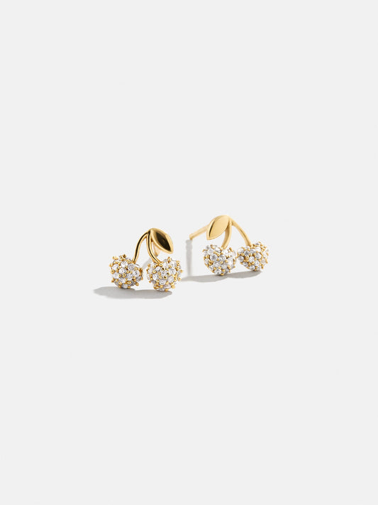 18K Gold Vermeil Just For Fun Earrings - Pavé Cherry