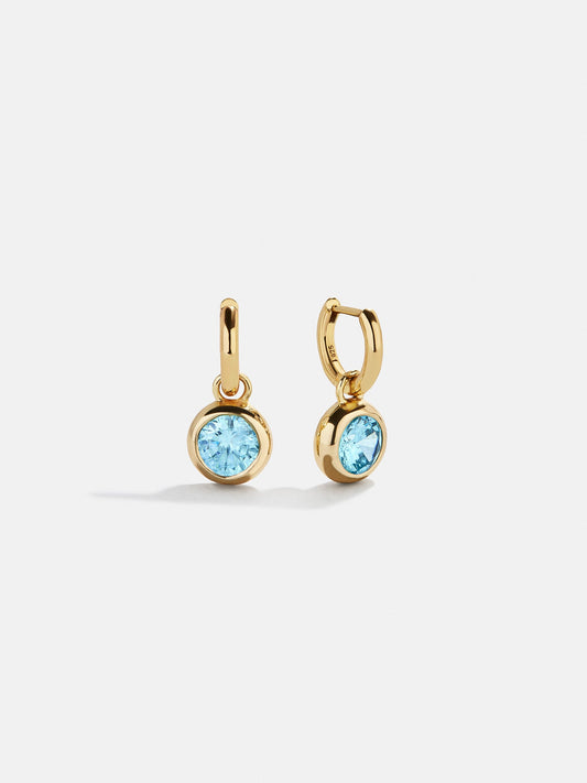 18K Gold Vermeil Birthstone Drop Earrings - Aquamarine