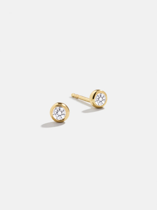 18K Gold Vermeil Birthstone Stud Earrings - Crystal