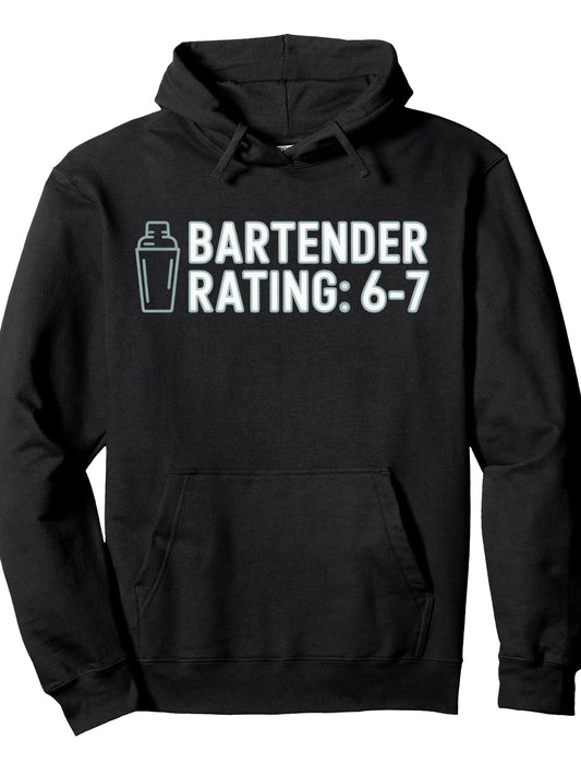 Bartender Rating 6 7 Funny Cocktail Joke Bar Pullover Hoodie You Are Enough Black 250gsm Cotton Long Sleeve Men Casual Hoodie